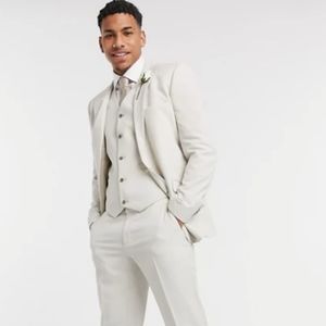 ASOS Wedding Slim Suit Jacket in Stone Crosshatch
